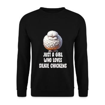 Silkie Chicken Fluffy Chickens Girl - Unisex Sweatshirt - black - Front - Alina (178cm) & Michal (187cm)