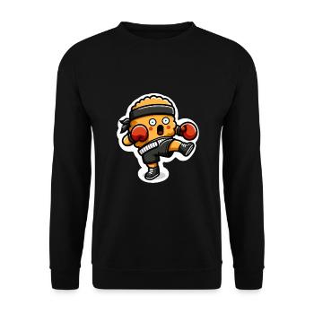 Lustige Chicken Nuggets Kickboxen Boxen Liebhaber - Unisex Pullover - Schwarz - Vorne - Alina (178cm) & Michal (187cm)