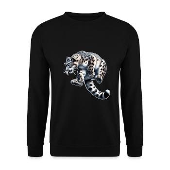 Schneeleopard Leopard Weißer Leopard - Unisex Pullover - Schwarz - Vorne - Alina (178cm) & Michal (187cm)