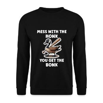 Funny Canadian Goose Pun Goose Meme - Unisex Sweatshirt - black - Front - Alina (178cm) & Michal (187cm)