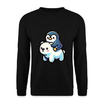 Cute Penguin and Polar Bear Gift - Unisex Sweatshirt - black - Front - Alina (178cm) & Michal (187cm)