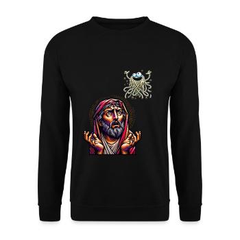 Drôle athée Noël volant Spaghetti Monster - Sweat-shirt Unisexe - noir - Devant - Alina (178cm) & Michal (187cm)