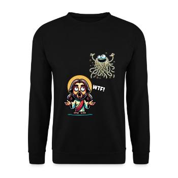 Drôle d’athée Jésus Noël - Sweat-shirt Unisexe - noir - Devant - Alina (178cm) & Michal (187cm)