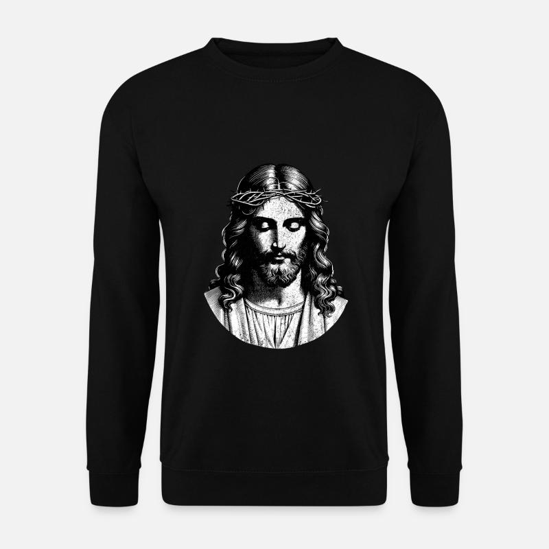 Jesus Zeichnung Jesus Kunst Jesus Bild Jesus Geschenk - Unisex Pullover - Schwarz