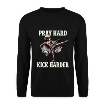 Funny Muay Thai Jesus saying Kickboxing Christian - Unisex Sweatshirt - black - Front - Alina (178cm) & Michal (187cm)