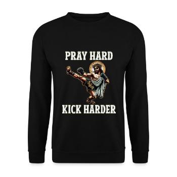 Lustiger Muay Thai Herr Jesus sagt christliches Geschenk - Unisex Pullover - Schwarz - Vorne - Alina (178cm) & Michal (187cm)
