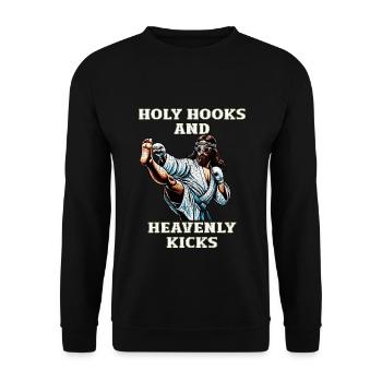 Lustiger Muay Thai Spruch Herr Jesus Christliches Geschenk - Unisex Pullover - Schwarz - Vorne - Alina (178cm) & Michal (187cm)