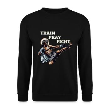 Jesus Muay Thai Christliche Kampfkunst Geschenk - Unisex Pullover - Schwarz - Vorne - Alina (178cm) & Michal (187cm)
