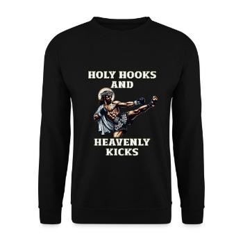 Lustiger Muay Thai Spruch Herr Jesus Christliches Geschenk - Unisex Pullover - Schwarz - Vorne - Alina (178cm) & Michal (187cm)