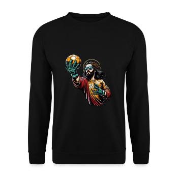 Handballspieler Jesus Christliches Geschenk - Unisex Pullover - Schwarz - Vorne - Alina (178cm) & Michal (187cm)
