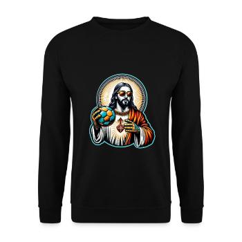 Lustiger Handball Jesus Christliches Geschenk - Unisex Pullover - Schwarz - Vorne - Alina (178cm) & Michal (187cm)