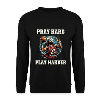 Funny Basketball saying Jesus Christian Gift - Unisex Sweatshirt - black - Front - Alina (178cm) & Michal (187cm)