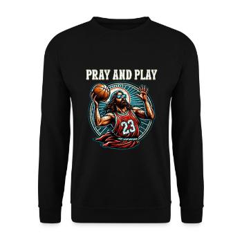 Funny Basketball Graphic Jesus Christian Gift - Unisex Sweatshirt - black - Front - Alina (178cm) & Michal (187cm)