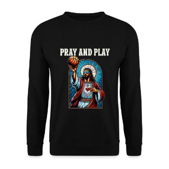 Funny Basketball Design Jesus Christian Gift - Unisex Sweatshirt - black - Front - Alina (178cm) & Michal (187cm)