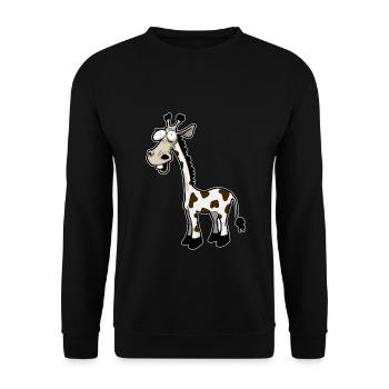 Lustige Giraffe Gezeichnete Giraffe - Unisex Pullover - Schwarz - Vorne - Alina (178cm) & Michal (187cm)