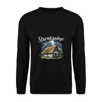 Dompteur de tempête Nordeutsch Friesland Maison au toit de chaume - Sweat-shirt Unisexe - noir - Devant - Alina (178cm) & Michal (187cm)