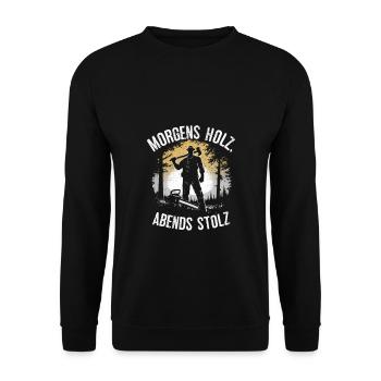Morning Firewood Evening Pride Nature Forest Work - Unisex Sweatshirt - black - Front - Alina (178cm) & Michal (187cm)
