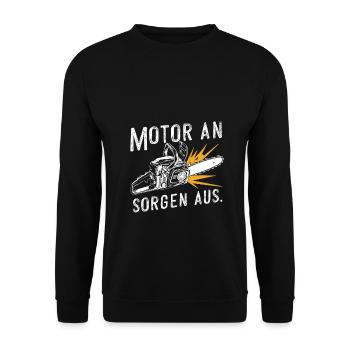 Moteur Sur Soucis De Motivation Puissance De Tronçonneuse - Sweat-shirt Unisexe - noir - Devant - Alina (178cm) & Michal (187cm)