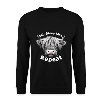 Eat Sleep Moo Highland Beef - Unisex Sweatshirt - black - Front - Alina (178cm) & Michal (187cm)