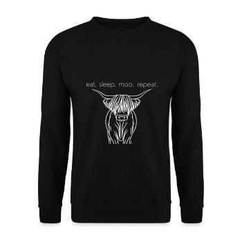 Mangez Sleep Moo Répétez le style du bœuf des Highlands - Sweat-shirt Unisexe - noir - Devant - Alina (178cm) & Michal (187cm)
