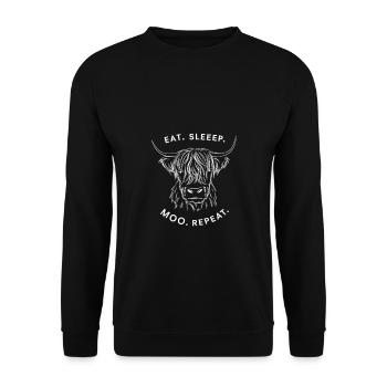Manger Dormir Moo Répéter Highland Beef - Sweat-shirt Unisexe - noir - Devant - Alina (178cm) & Michal (187cm)