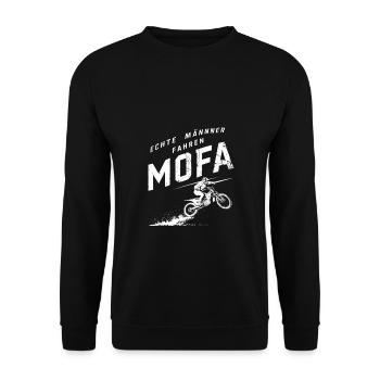 De vrais hommes conduisant un cyclomoteur à deux temps - Sweat-shirt Unisexe - noir - Devant - Alina (178cm) & Michal (187cm)