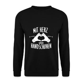 With heart and glove design caregiver - Unisex Sweatshirt - black - Front - Alina (178cm) & Michal (187cm)