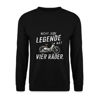 Nicht Jede Legende Hat Vier Räder Mofa - Unisex Pullover - Schwarz - Vorne - Alina (178cm) & Michal (187cm)