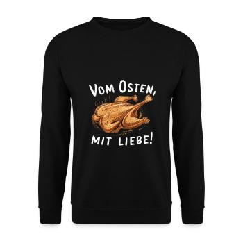 From the East with love broiler chicken - Unisex Sweatshirt - black - Front - Alina (178cm) & Michal (187cm)