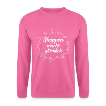 Shoppen macht Glücklich / Einkaufen - Unisex Pullover - Pink - Vorne