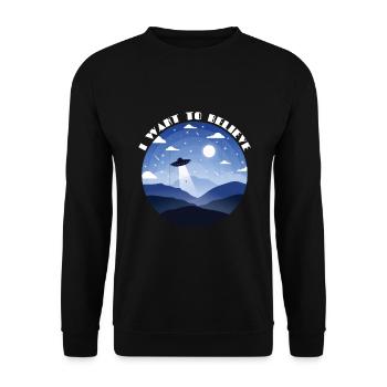 Alien UFO aliens cadeau du 20 septembre - Sweat-shirt Unisexe - noir - Devant - Alina (178cm) & Michal (187cm)