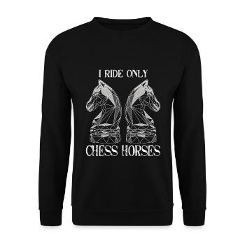 Schach Schachfiguren Schachspiel Lustig Geschenk - Unisex Pullover - Schwarz - Vorne - Alina (178cm) & Michal (187cm)