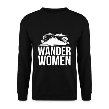 Wander Women - Unisex Pullover - Schwarz - Vorne - Alina (178cm) & Michal (187cm)