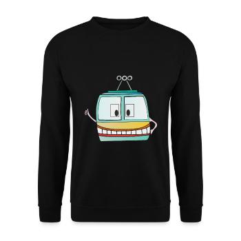 Lustige Bergbahn - Gondel - Seilbahn - Unisex Pullover - Schwarz - Vorne - Alina (178cm) & Michal (187cm)