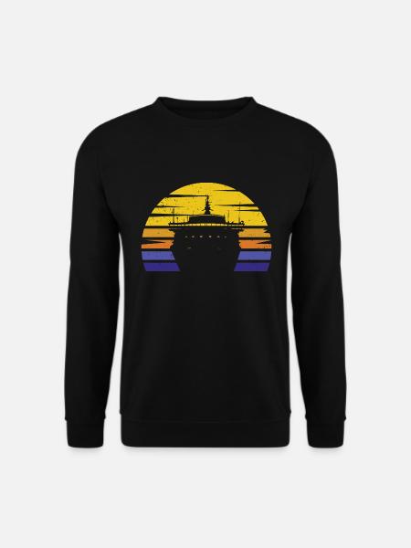 Meer Kreuzfahrt Boot Sonnenuntergang Vintage - Unisex Pullover - Schwarz