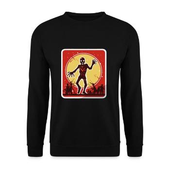 Signe d’avertissement de Zombie d’Halloween - Sweat-shirt Unisexe - noir - Devant - Alina (178cm) & Michal (187cm)