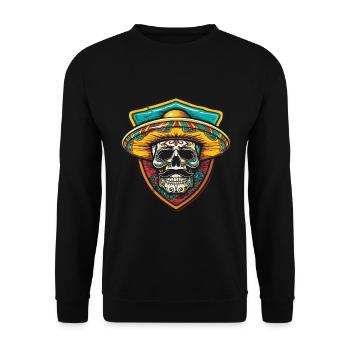 Mexican Skeleton Sombrero - Unisex Sweatshirt - black - Front - Alina (178cm) & Michal (187cm)