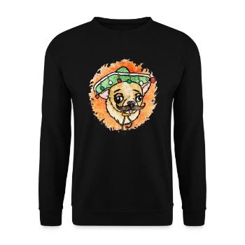mexiko hund mit bart und mütze - Unisex Pullover - Schwarz - Vorne - Alina (178cm) & Michal (187cm)