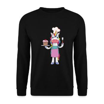 Cadeau de cuisine licorne - Sweat-shirt Unisexe - noir - Devant - Alina (178cm) & Michal (187cm)