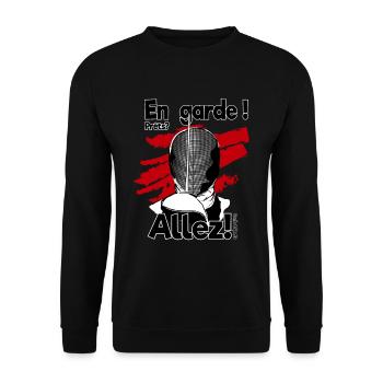 Fechten - Fencing En garde! Prêts? Allez! - Unisex Pullover - Schwarz - Vorne - Alina (178cm) & Michal (187cm)