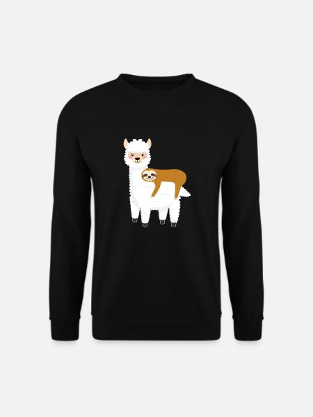 Alpaka mit Faultier - Unisex Pullover - Schwarz