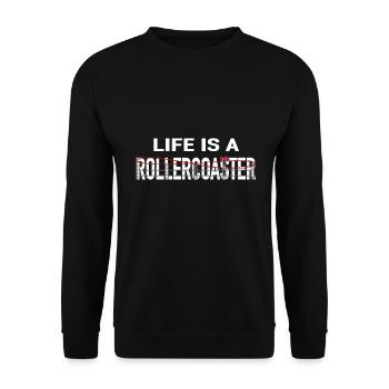Leben Achterbahn Rollercoaster Freizeitpark - Unisex Pullover - Schwarz - Vorne - Alina (178cm) & Michal (187cm)