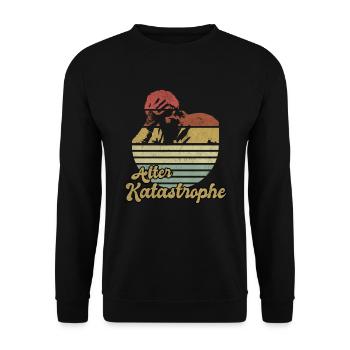 Alter Katastrophe Retro Vintage Style - Unisex Pullover - Schwarz - Vorne - Alina (178cm) & Michal (187cm)