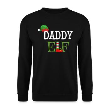 Daddy Elf - Papa der Weihnachts-Elf - Unisex Pullover - Schwarz - Vorne - Alina (178cm) & Michal (187cm)