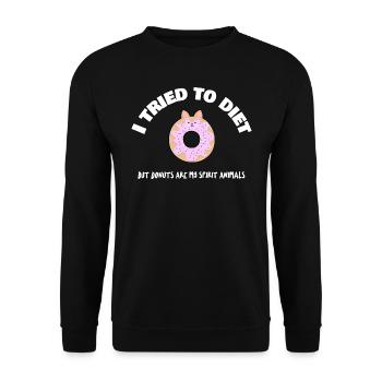 Diät Donut Naschen Essen Abnehmen Seelenverwand - Unisex Pullover - Schwarz - Vorne - Alina (178cm) & Michal (187cm)