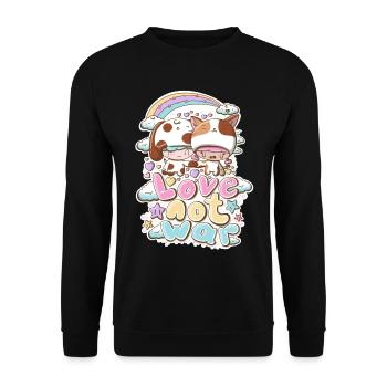 Katze und Hund Liebe statt Krieg - Unisex Pullover - Schwarz - Vorne - Alina (178cm) & Michal (187cm)