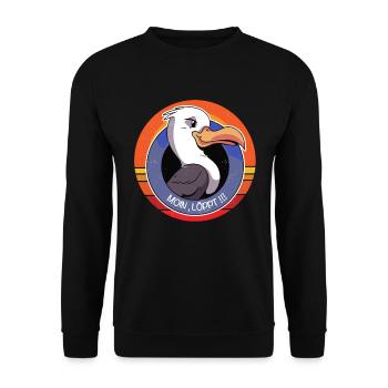 Moin löppt Möwe - Unisex Pullover - Schwarz - Vorne - Alina (178cm) & Michal (187cm)