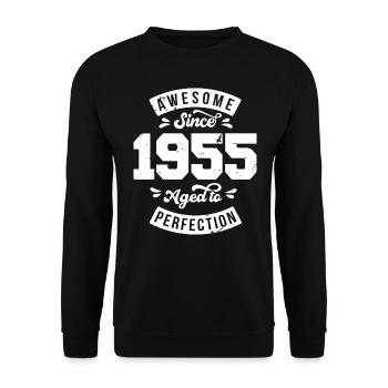 Vintage 1955 Geburtstag - retro 1955 - Unisex Pullover - Schwarz - Vorne - Alina (178cm) & Michal (187cm)