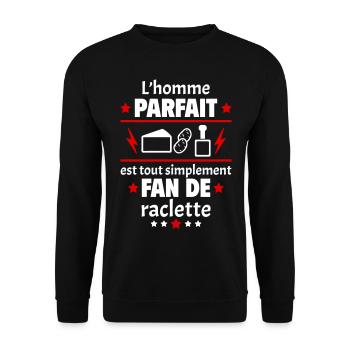Homme parfait est fan de raclette, fête des pères - Sweat-shirt Unisexe - noir - Devant - Alina (178cm) & Michal (187cm)