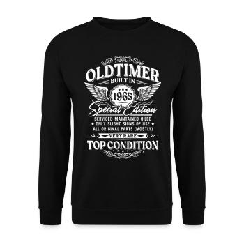 Oldtimer Baujahr 1965 Jahrgang Geburtstag Geschenk - Unisex Pullover - Schwarz - Vorne - Alina (178cm) & Michal (187cm)